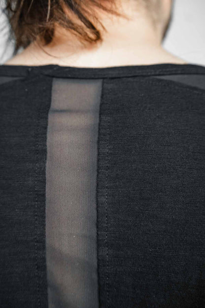 Gamut Longline Mesh Panel Tee — Slim Fit in Black | Five and Diamond