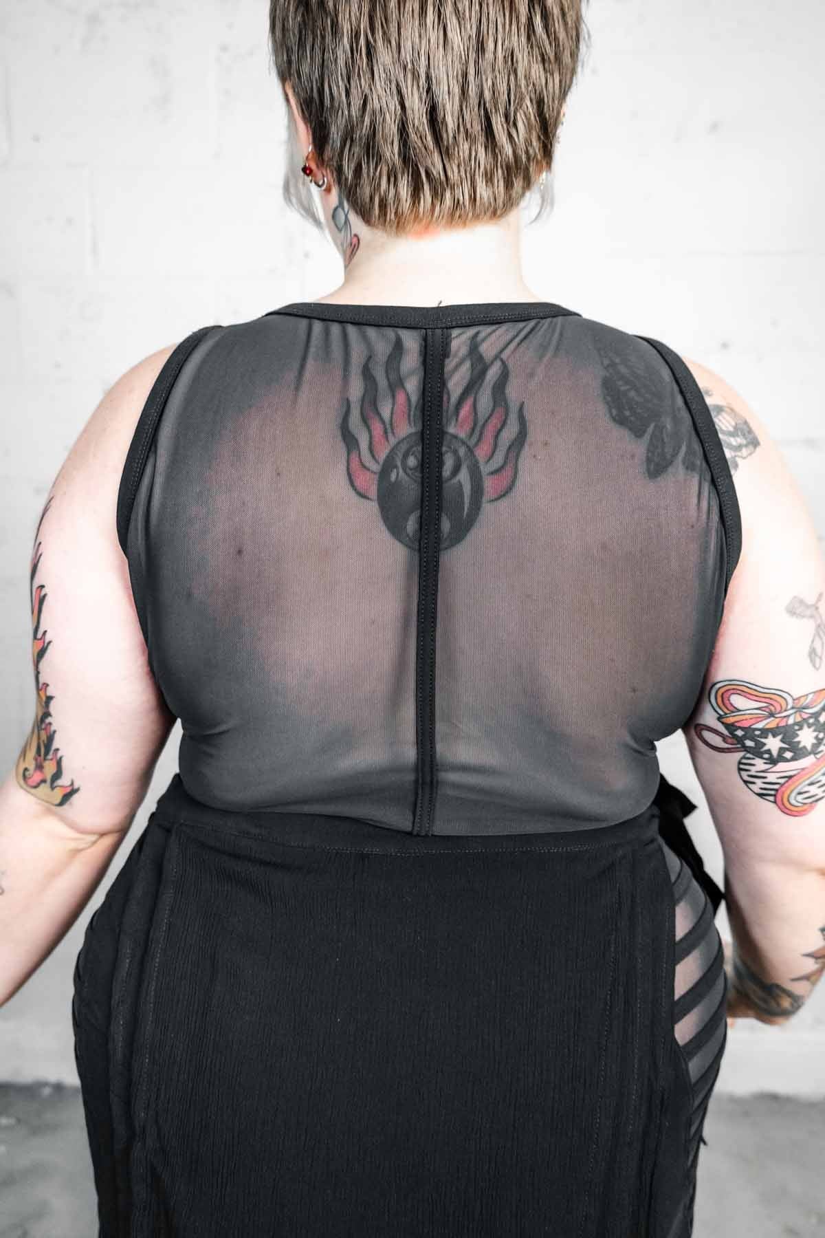 Gamut Crop Top — Black Cotton & Mesh | Five and Diamond