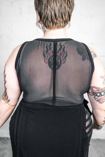 Gamut Crop Top — Black Cotton & Mesh | Five and Diamond