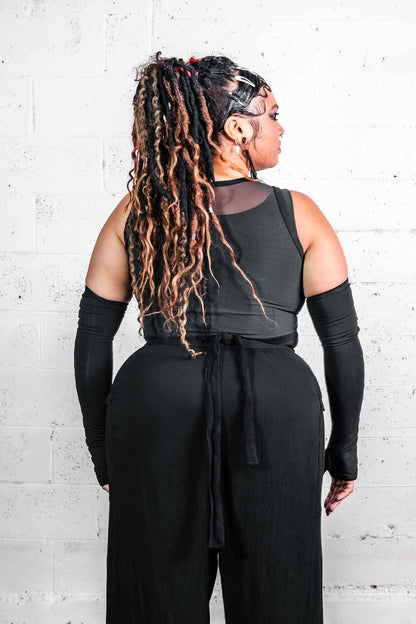 Gamut Crop Top — Black Cotton & Mesh | Five and Diamond