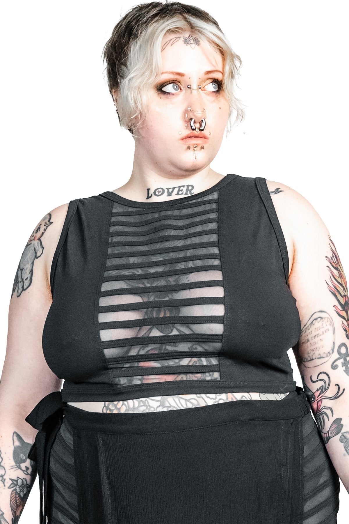 Gamut Crop Top — Black Cotton & Mesh | Five and Diamond