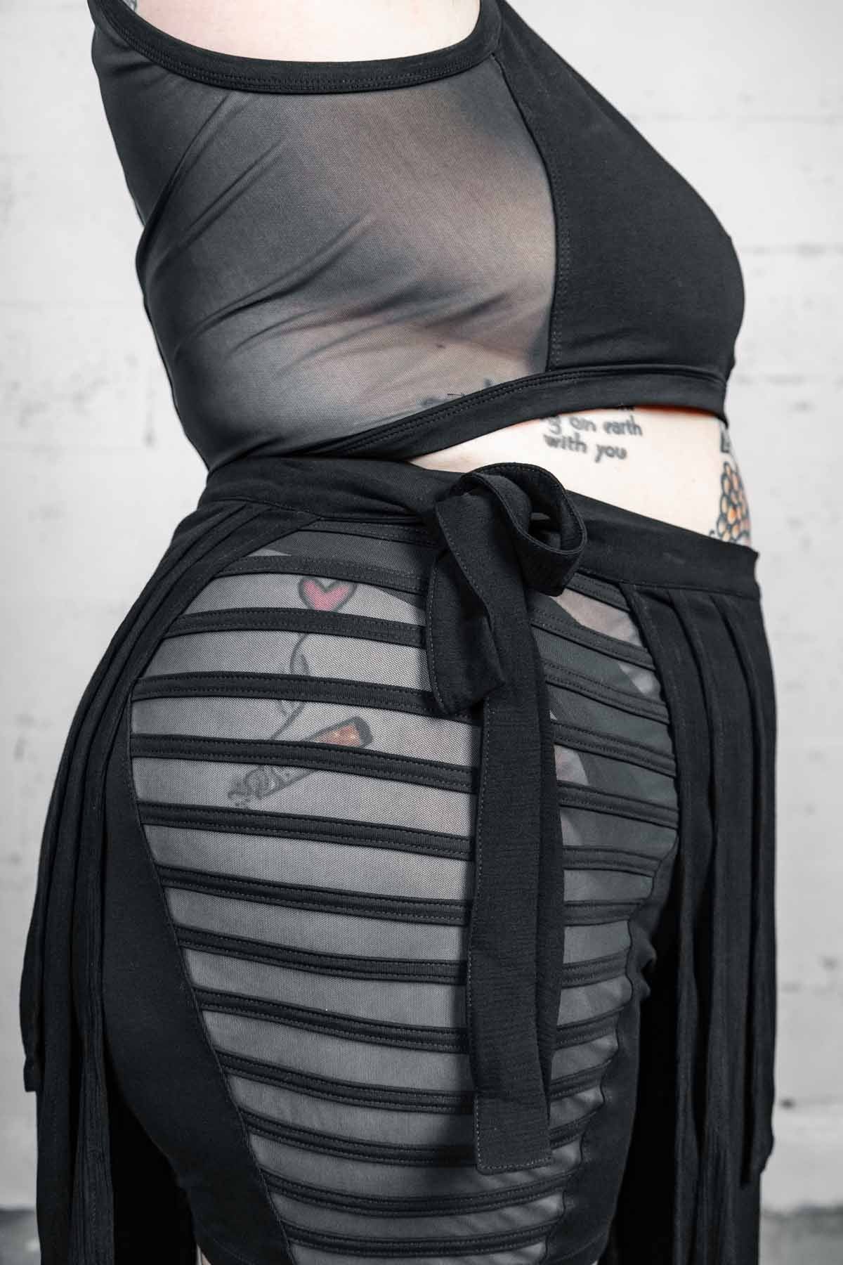 Gamut Crop Top — Black Cotton & Mesh | Five and Diamond