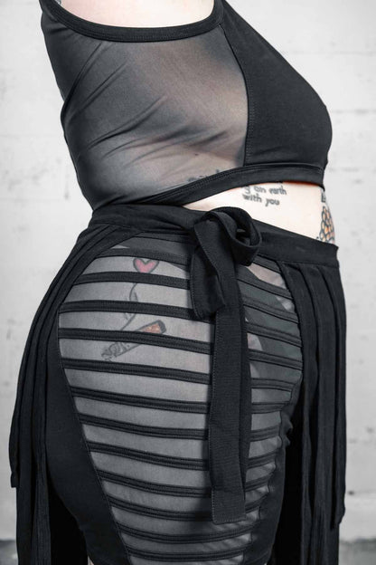 Gamut Crop Top — Black Cotton & Mesh | Five and Diamond