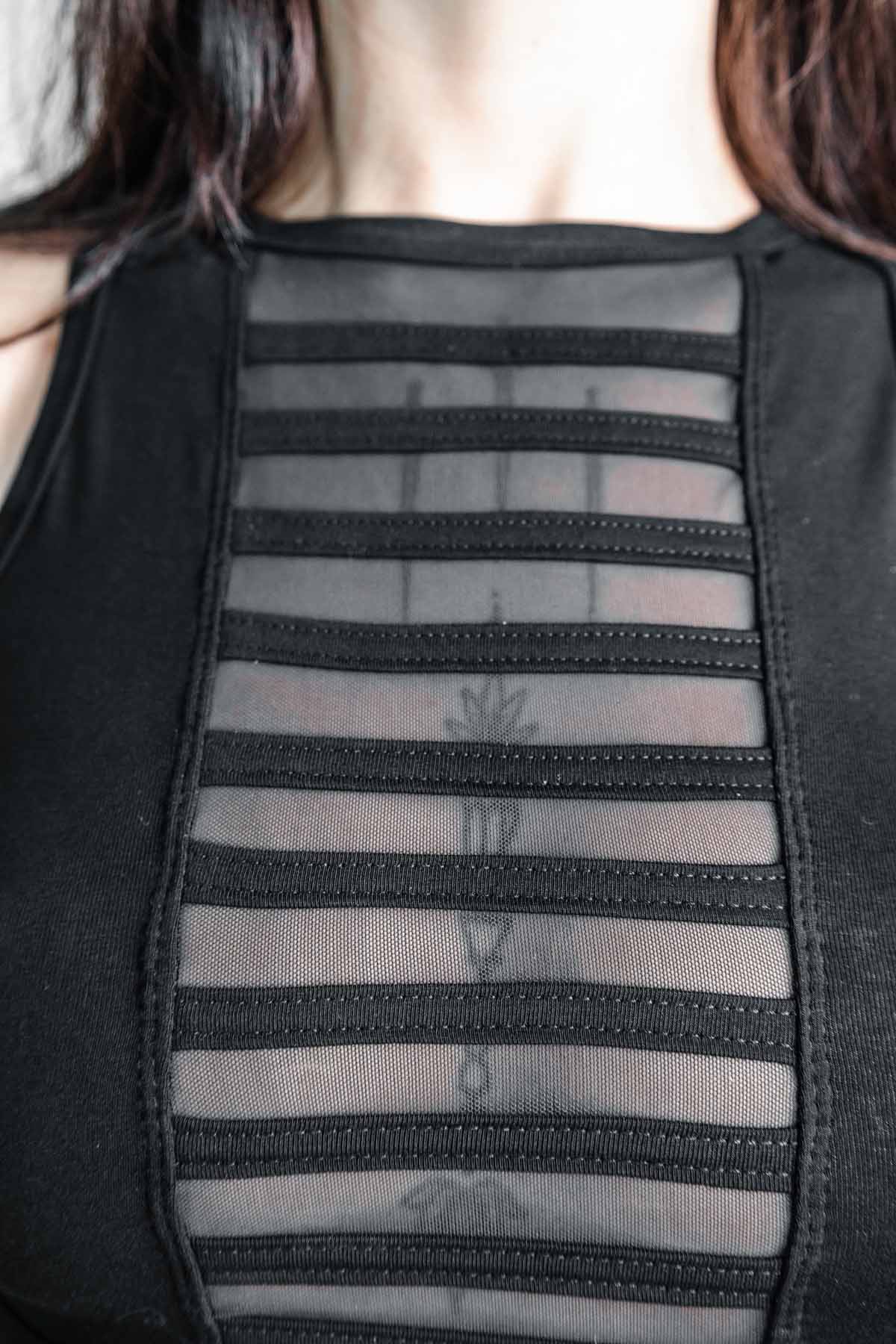 Gamut Crop Top — Black Cotton & Mesh | Five and Diamond