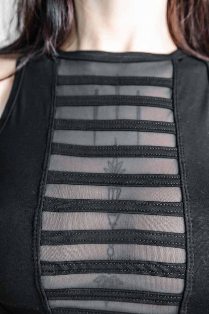 Gamut Crop Top — Black Cotton & Mesh | Five and Diamond