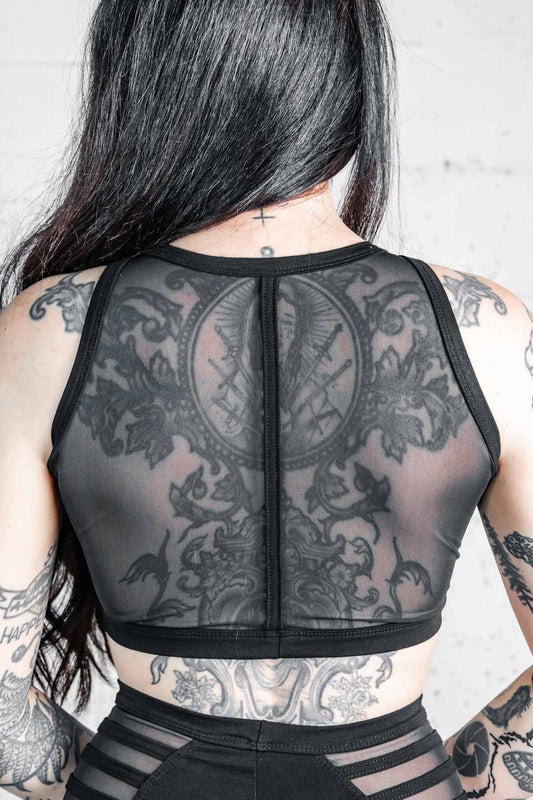 Gamut Crop Top — Black Cotton & Mesh | Five and Diamond