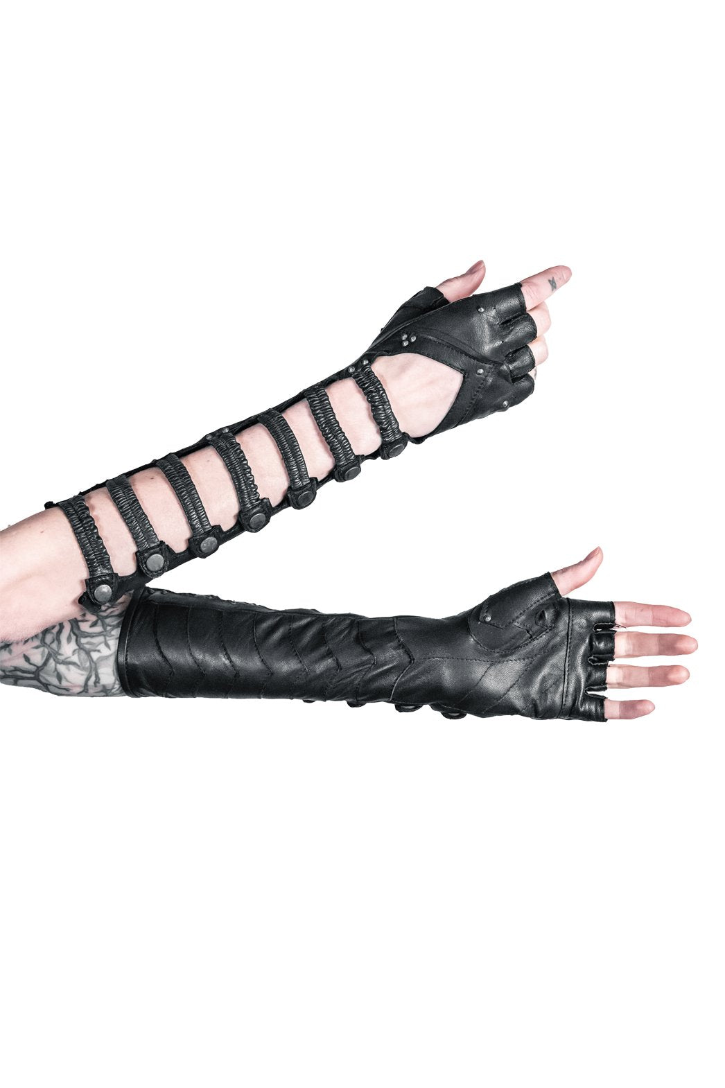 Minaret Leather Gauntlets — Heart Cutout Fingerless Gloves | Five and Diamond