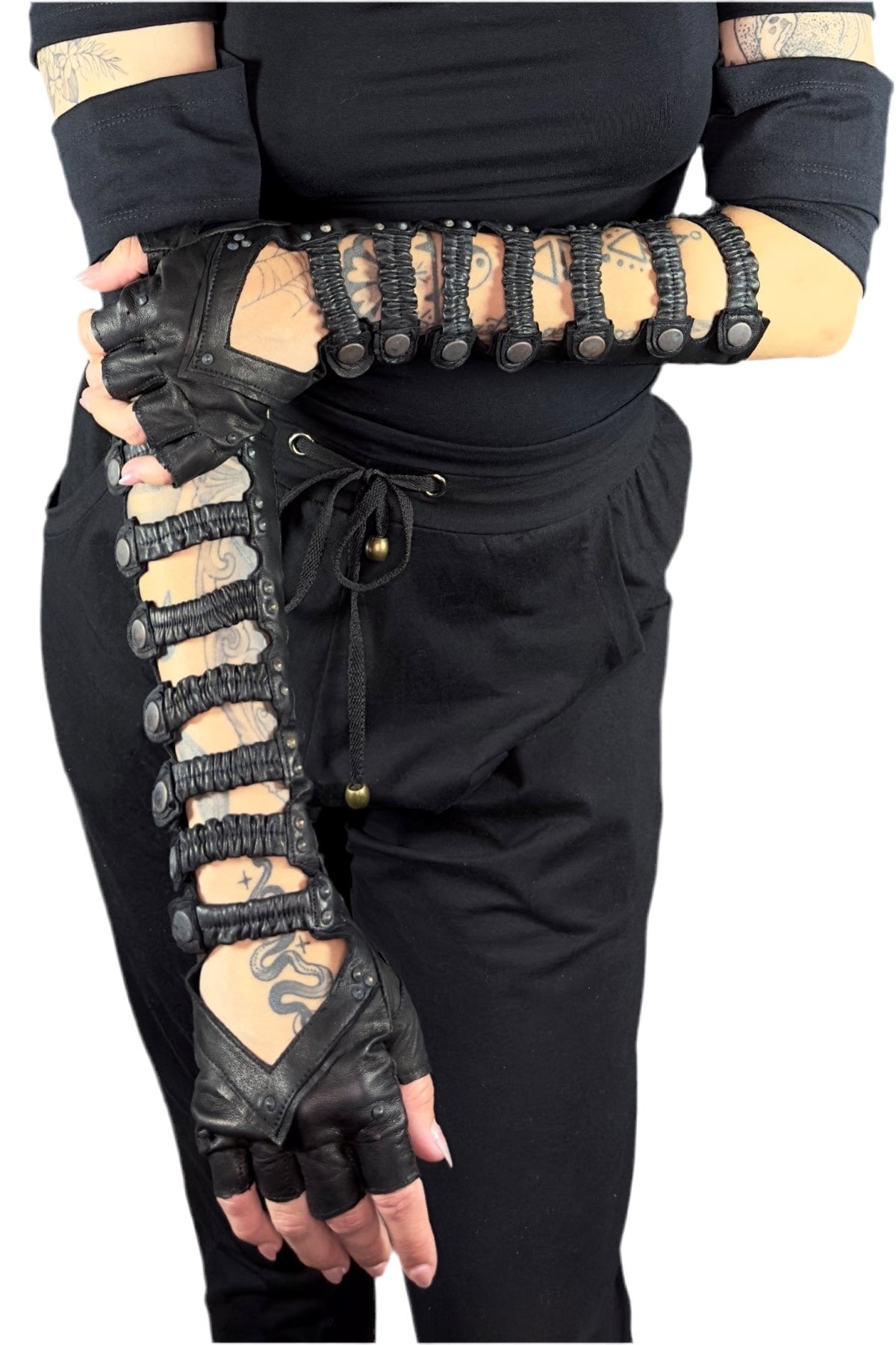 Minaret Leather Gauntlets — Heart Cutout Fingerless Gloves | Five and Diamond