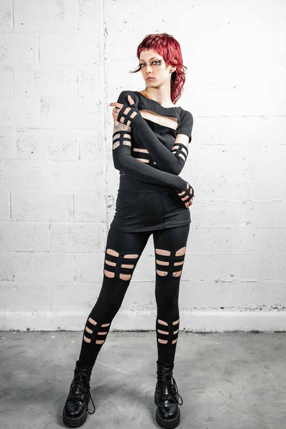 Opera Length Nina Gloves  — Black Cotton | Five and Diamond