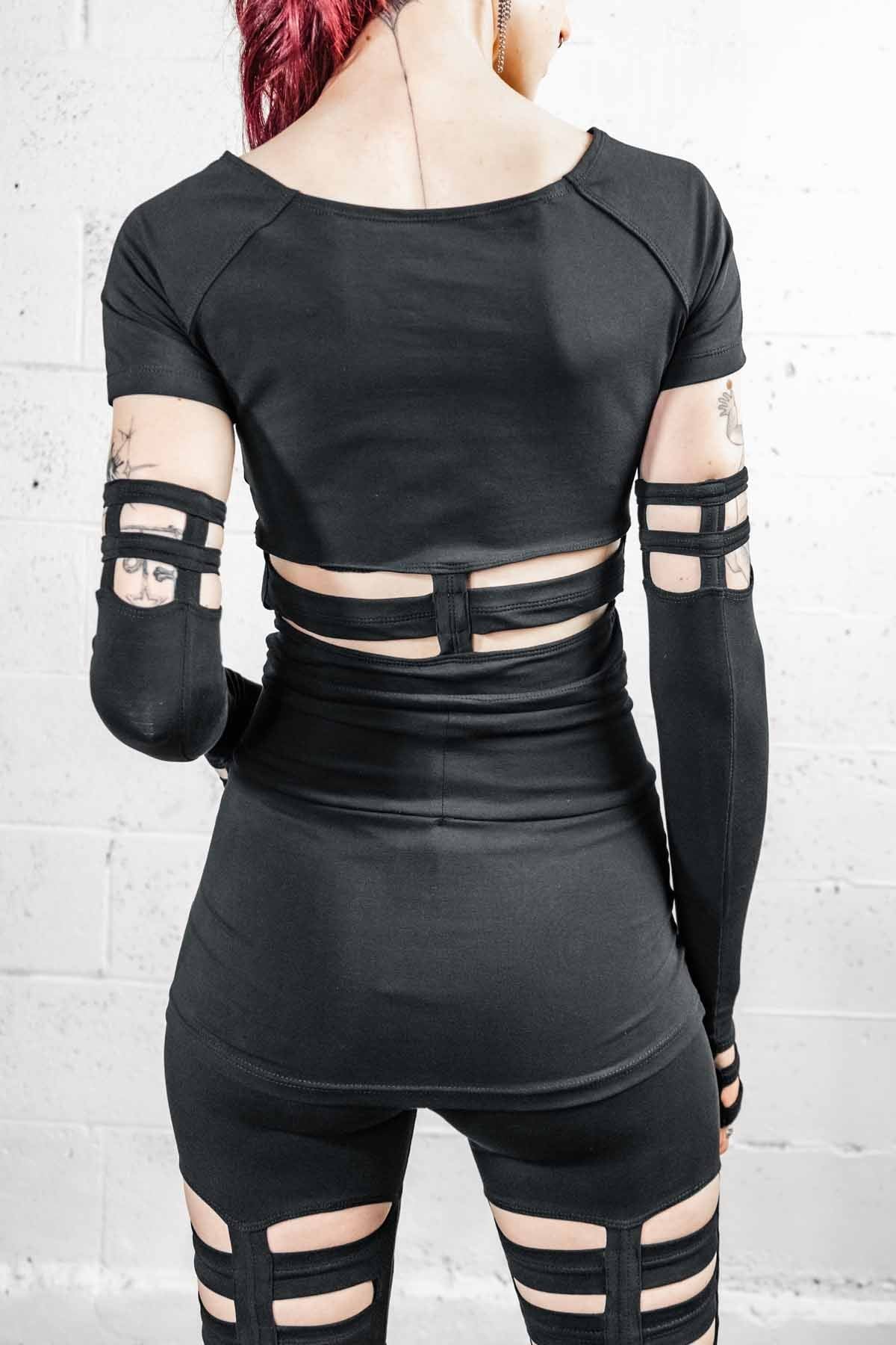 Opera Length Nina Gloves  — Black Cotton | Five and Diamond