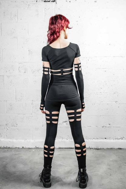 Opera Length Nina Gloves  — Black Cotton | Five and Diamond