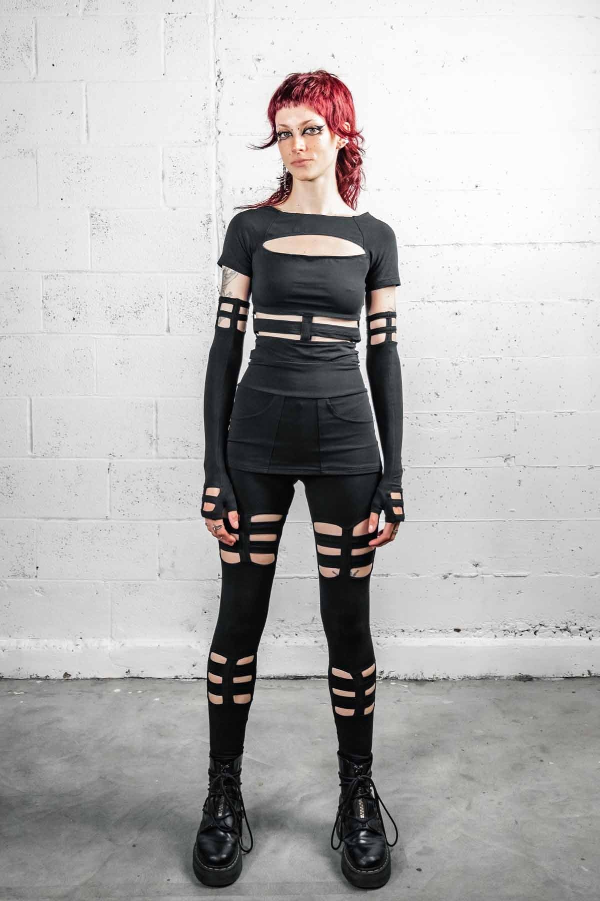 Opera Length Nina Gloves  — Black Cotton | Five and Diamond