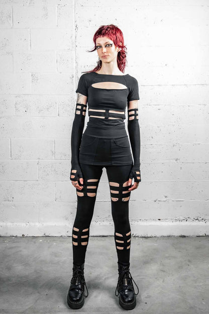 Opera Length Nina Gloves  — Black Cotton | Five and Diamond