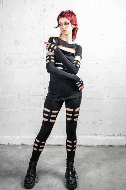 Opera Length Nina Gloves  — Black Cotton | Five and Diamond