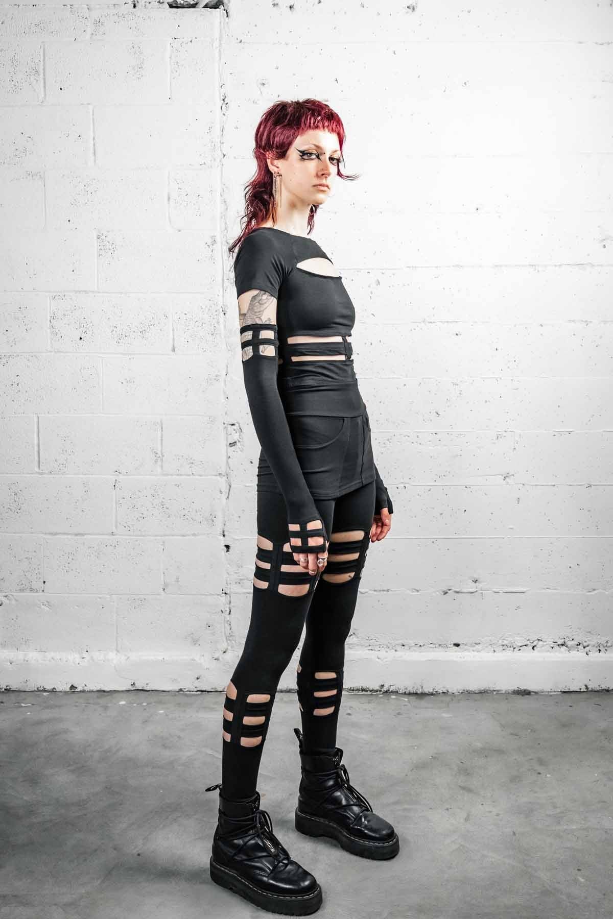 Opera Length Nina Gloves  — Black Cotton | Five and Diamond