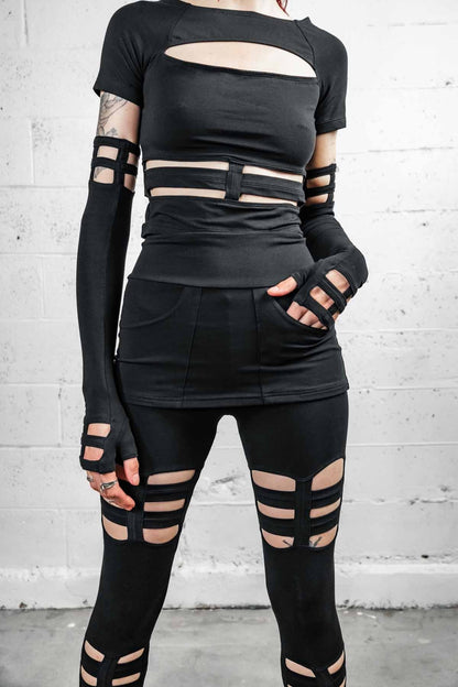 Opera Length Nina Gloves  — Black Cotton | Five and Diamond