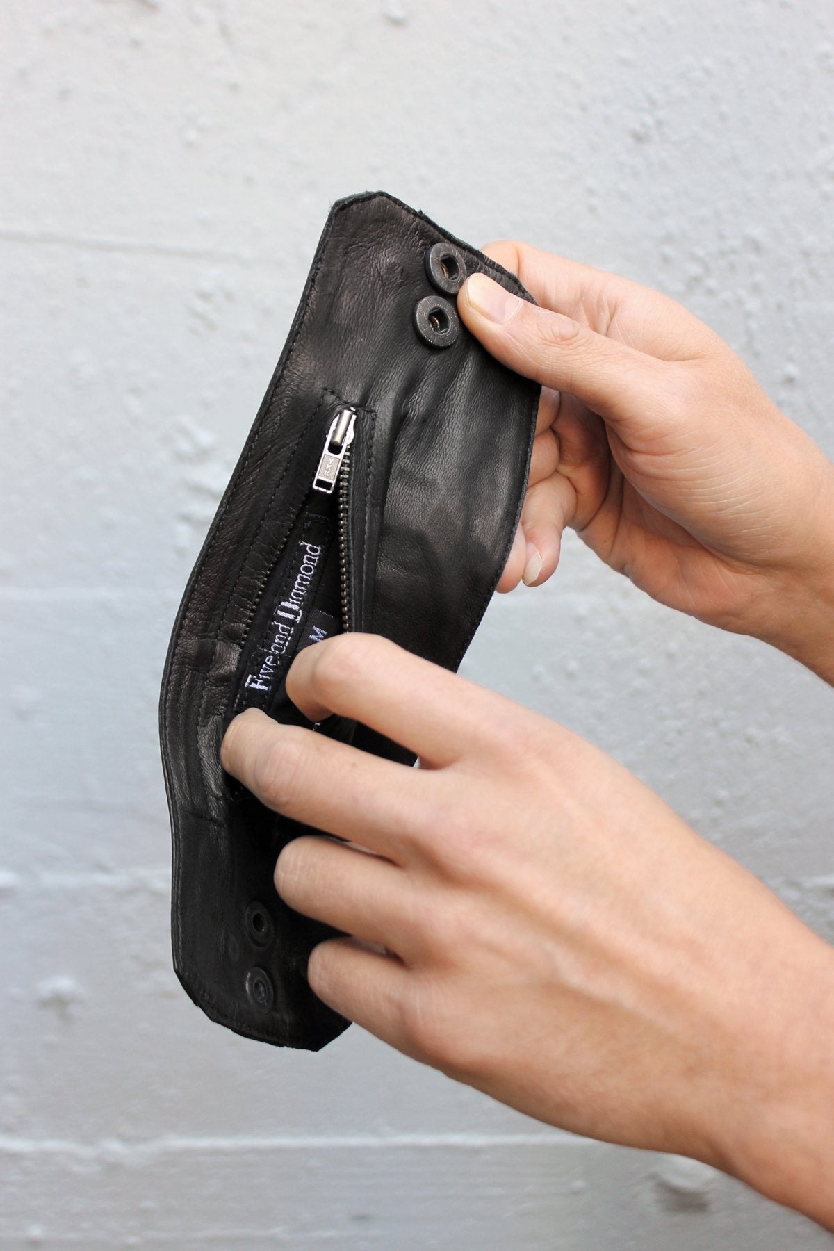 Hidden Pocket Leather Wrist Cuff — Utility Wallet Bracelet | Five and Diamond