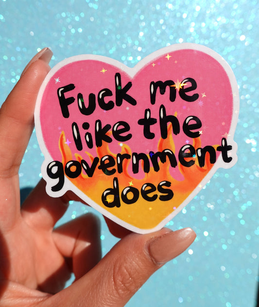 Hot Pink Government Heart Sticker — Unfiltered Spark Edition