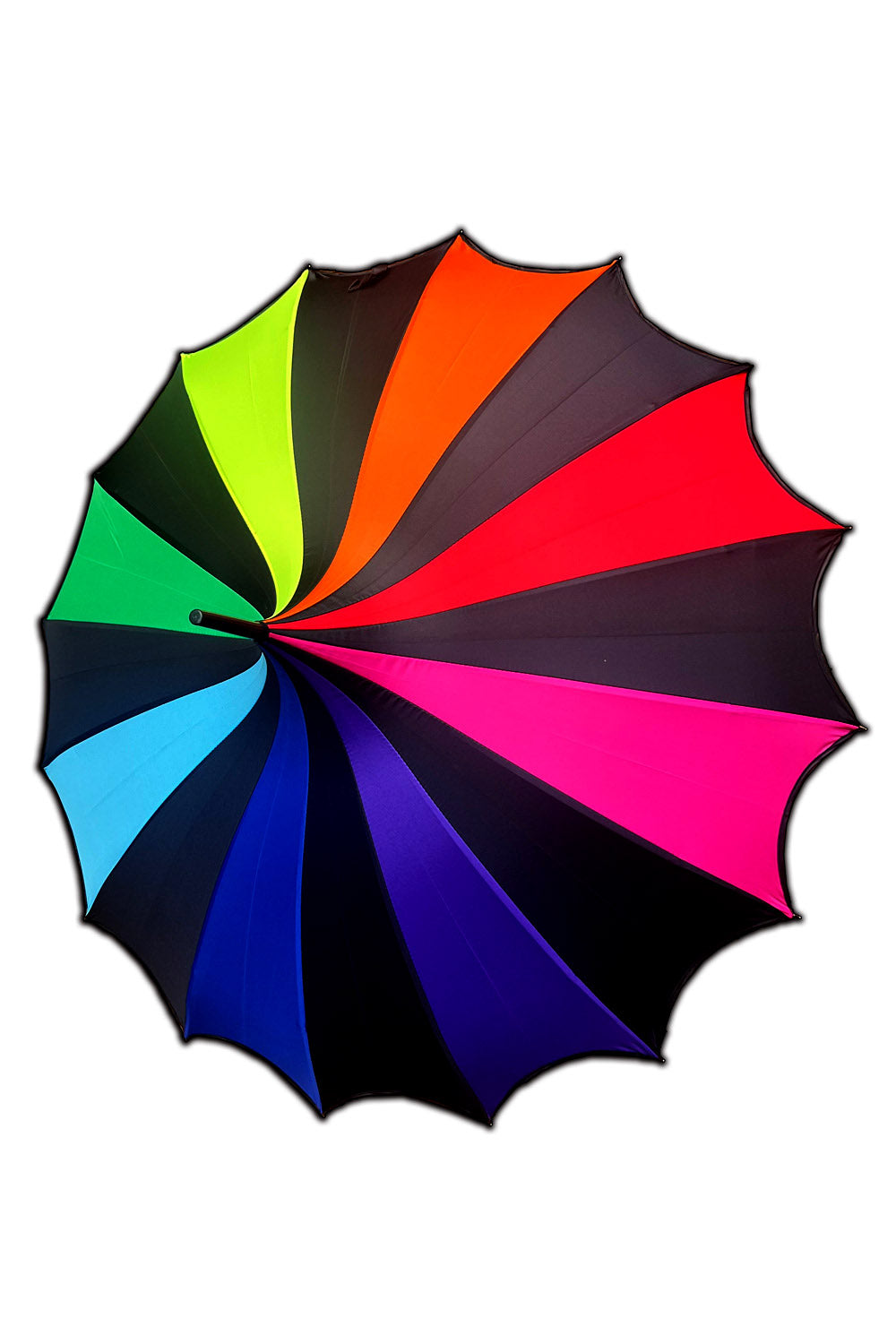 Batwing Pagoda Umbrella – Goth Rainbow Statement Stripe