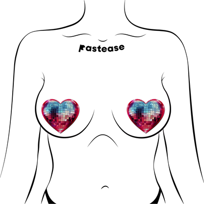 Discoball Heart Pasties — Blue & Pink | Pastease