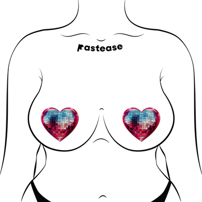 Discoball Heart Pasties — Blue & Pink | Pastease
