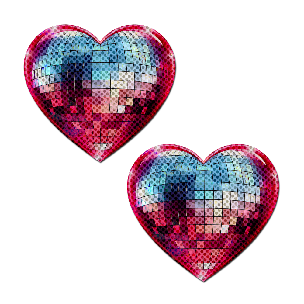 Discoball Heart Pasties — Blue & Pink | Pastease