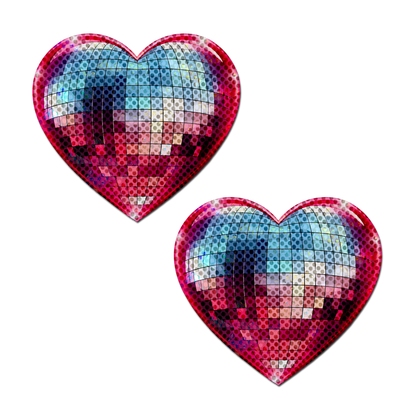 Discoball Heart Pasties — Blue & Pink | Pastease