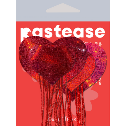 Heart Tassel Pasties — Red Holographic | Pastease