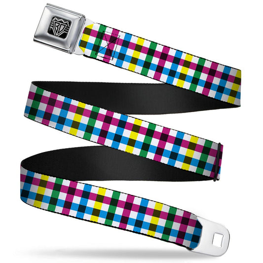 Buffalo Plaid White + Multi-Color Seatbelt Belt