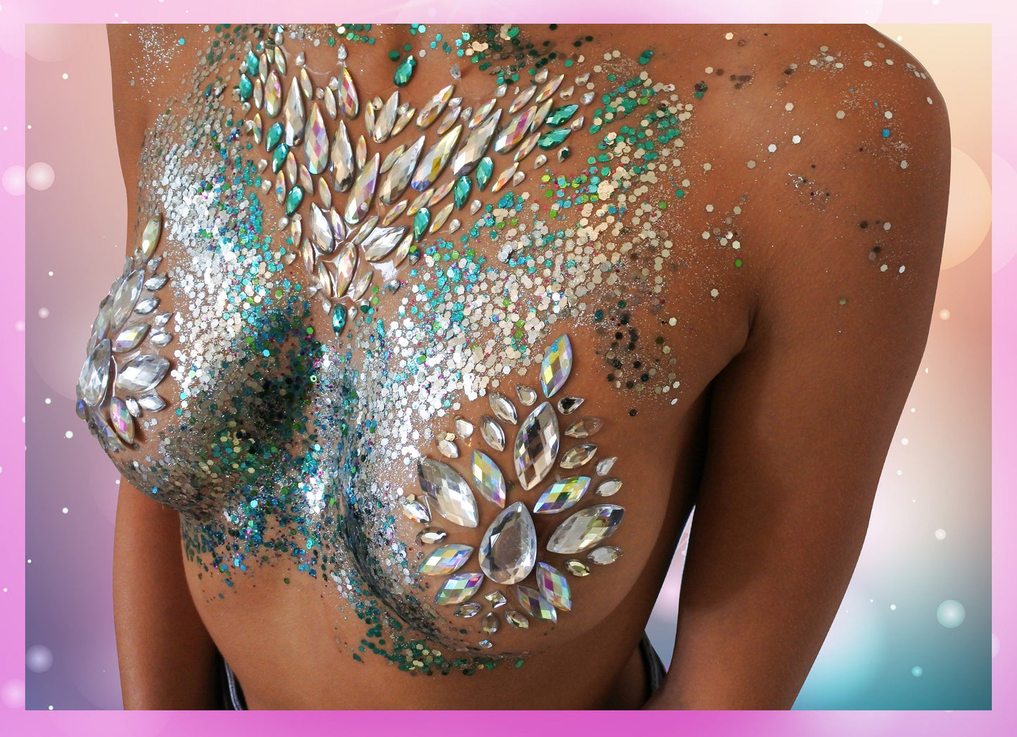 Iridescent Body Jewel Set — Pasties, Cleavage Gems, or Face Crystals