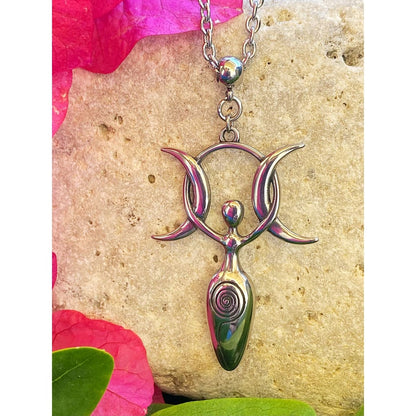 Crescent Statement Pendant Necklace — Stainless Steel