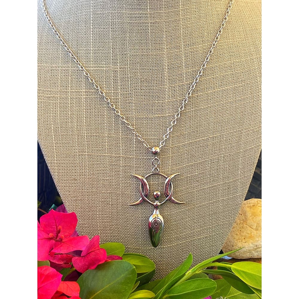 Crescent Statement Pendant Necklace — Stainless Steel