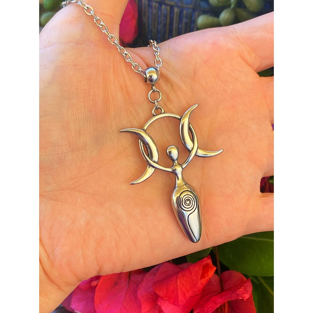 Crescent Statement Pendant Necklace — Stainless Steel