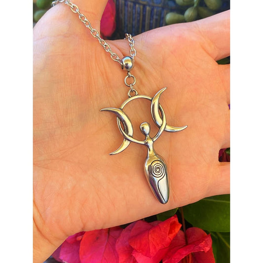 Crescent Statement Pendant Necklace — Stainless Steel