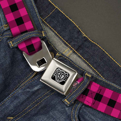 Buffalo Plaid Black + Fuchsia Seatbelt Belt