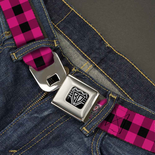 Buffalo Plaid Black + Fuchsia Seatbelt Belt