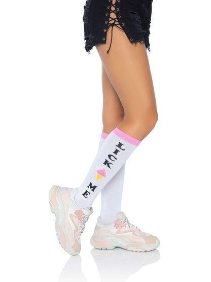Ice Cream Knee Socks — “Lick Me” Pastel Colorblock