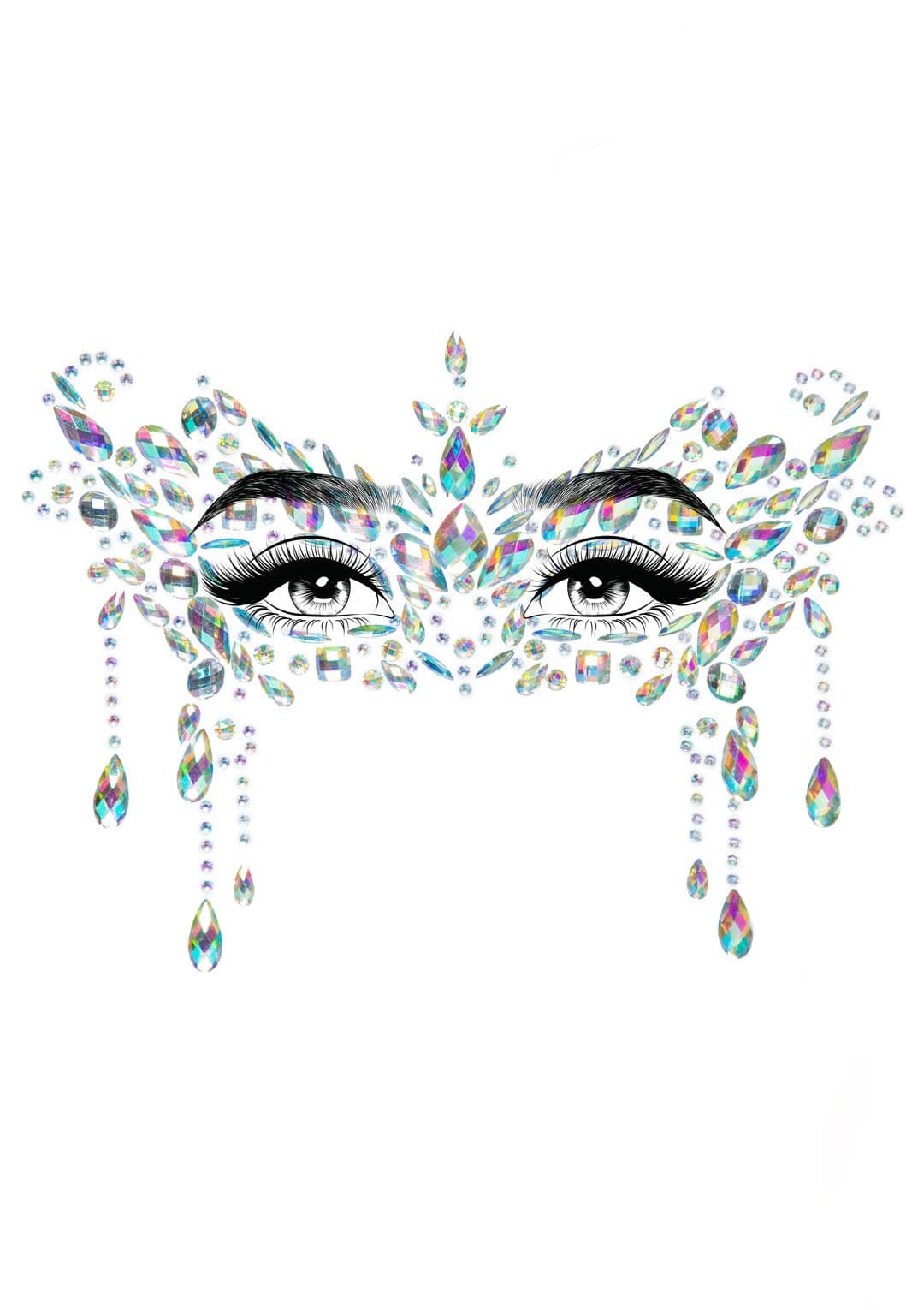 Velvet Masquerade Face Jewels — Black or Crystal