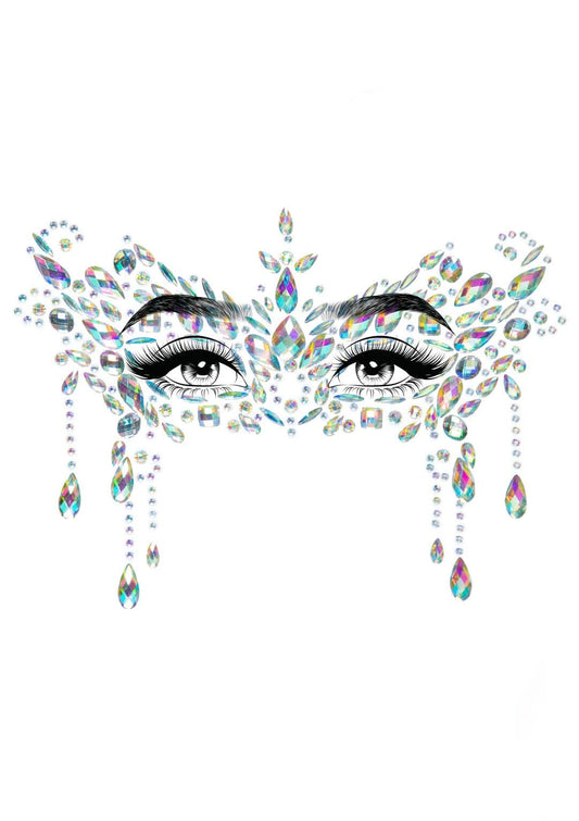 Velvet Masquerade Face Jewels — Black or Crystal