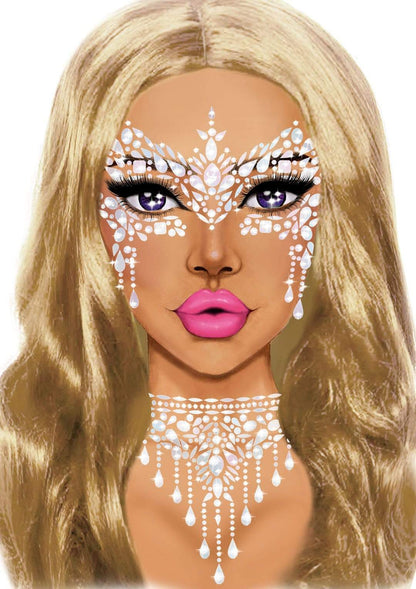 Velvet Masquerade Face Jewels — Black or Crystal