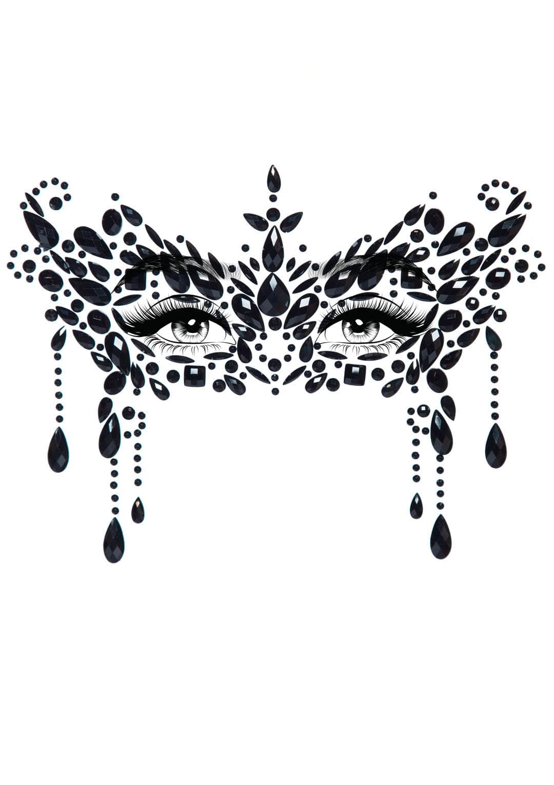 Velvet Masquerade Face Jewels — Black or Crystal