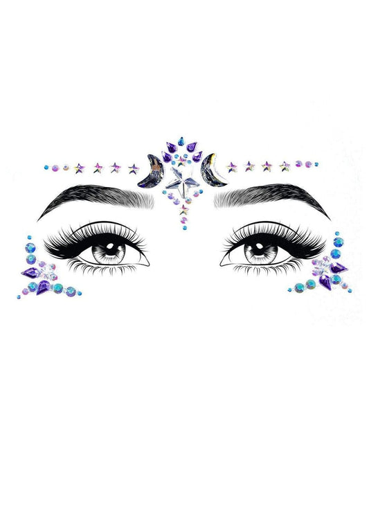 Celestial Moon Face Jewels — Amethyst & Sapphire Glow