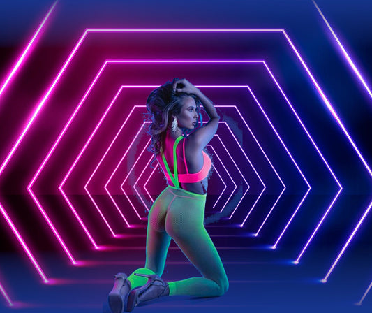 Come Alive Glow G-String Suspender Set — Neon Pink & Green 🌙