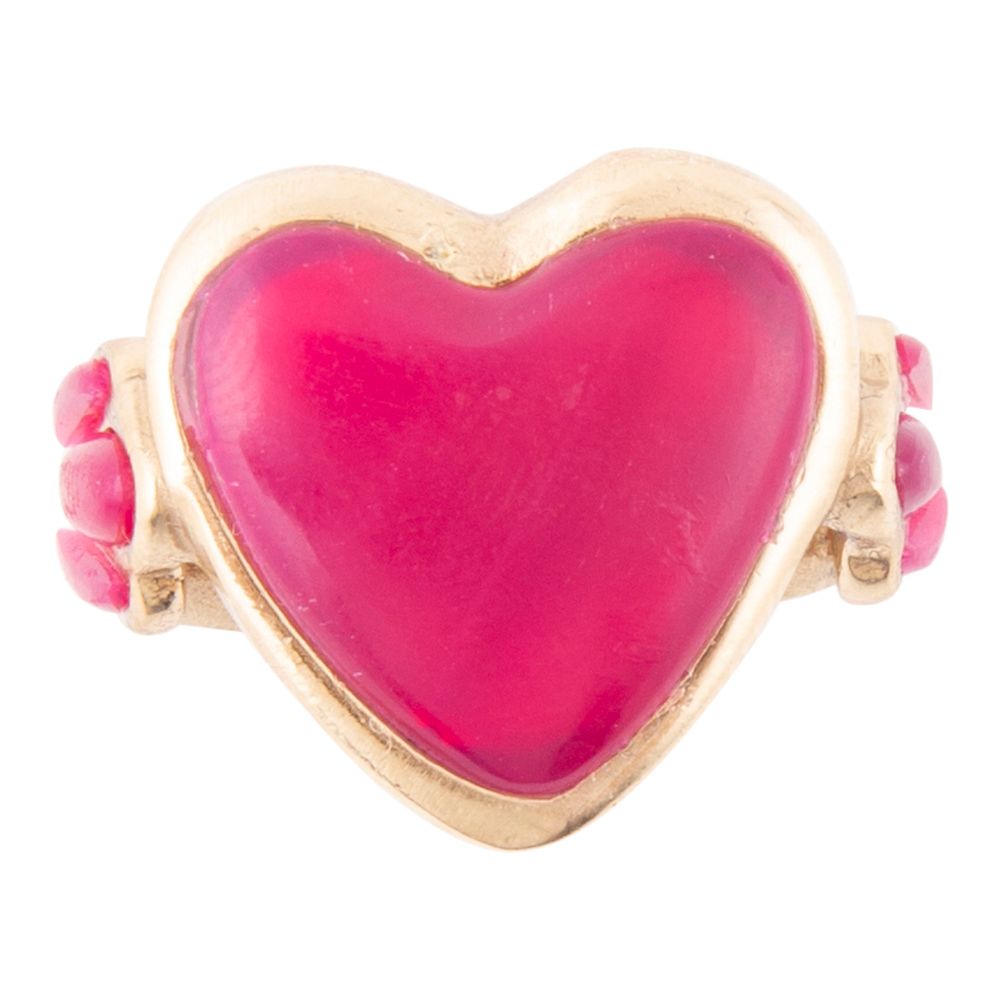 Agate Heart Statement Ring — Blush & Gold