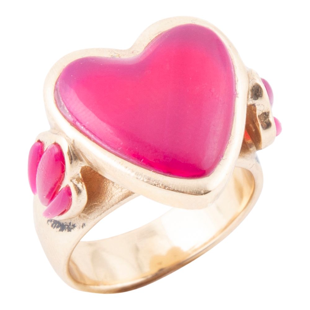 Agate Heart Statement Ring — Blush & Gold