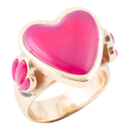 Agate Heart Statement Ring — Blush & Gold
