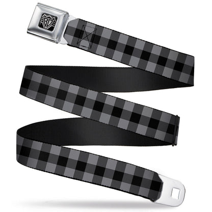 Buffalo Plaid Black + Gray Seatbelt Belt