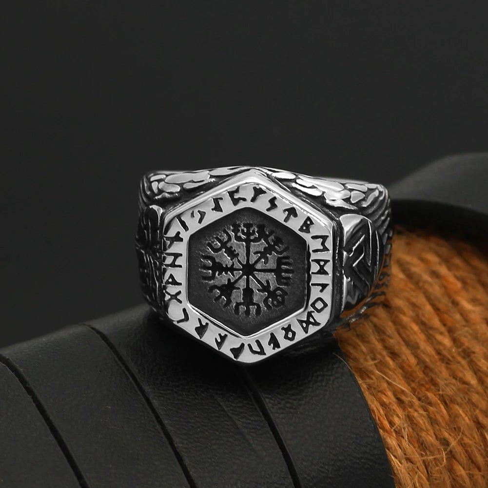 Helm of Awe Rune Ring — Stainless Steel