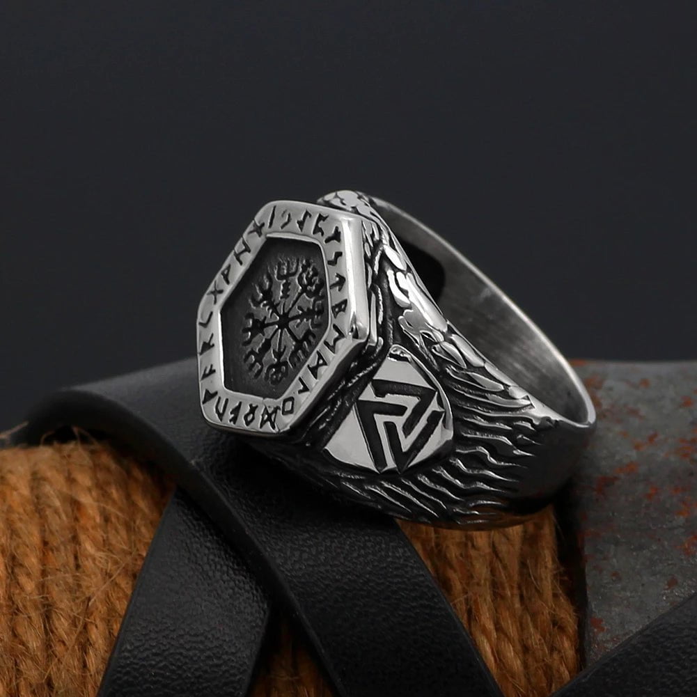 Helm of Awe Rune Ring — Stainless Steel