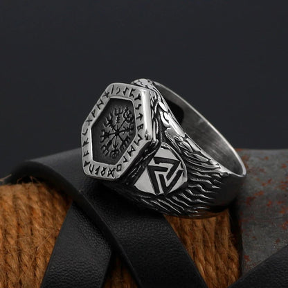 Helm of Awe Rune Ring — Stainless Steel